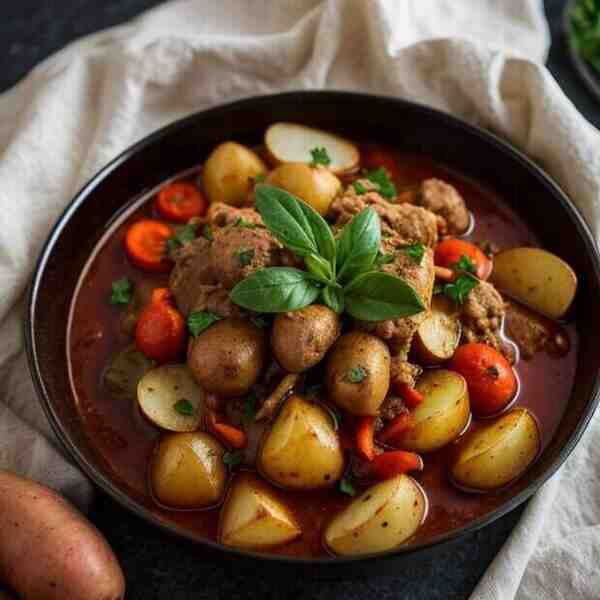 Гуляш из свинины с овощами и картофелем